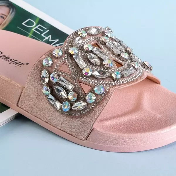 OUTLET Růžové gumové pantofle s ornamenty Masandra - obuv