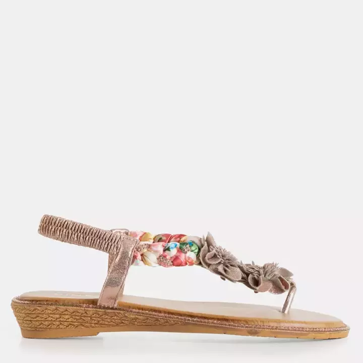 OUTLET Růžové lesklé dámské sandály na klínku Grassia - Obuv
