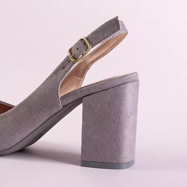 OUTLET Šedé dámské sandály na vysokém podpatku Dolores - Footwear