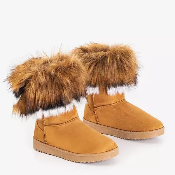 OUTLET Světle hnědé sněhové boty na platformě s kožešinou Hellasi - obuv