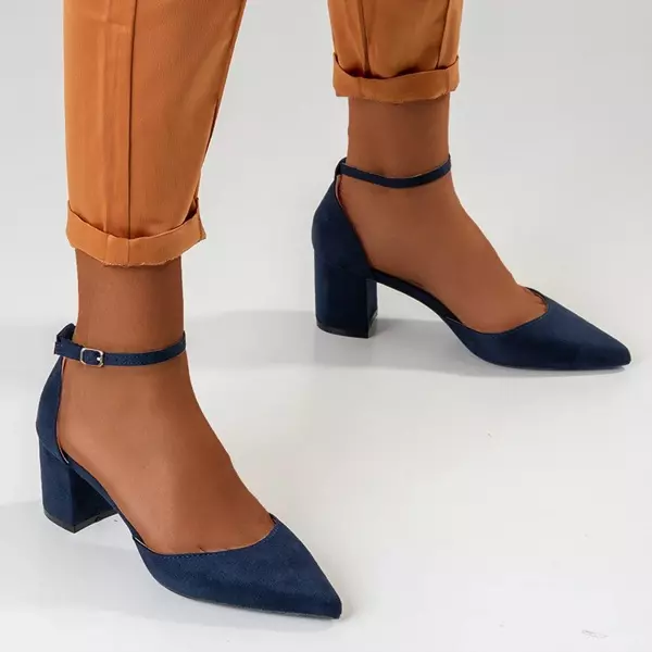 OUTLET Tmavě modré dámské sandály na sloupku Rumil - Obuv