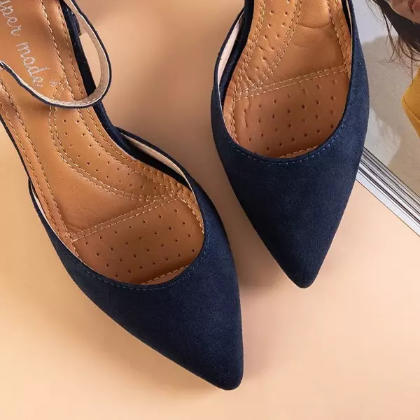OUTLET Tmavě modré dámské sandály na sloupku Rumil - Obuv