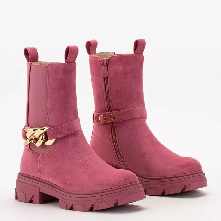 OUTLET Tmavě růžové kozačky vyrobené z ekologického semiše Quon- Footwear