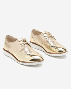 OUTLET Zlaté dámské boty s brokátově stříbrnými vsadkami Retinisa - Obuv