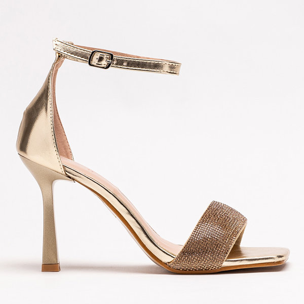 OUTLET Zlaté dámské sandály na vysokém podpatku Enedi - Obuv