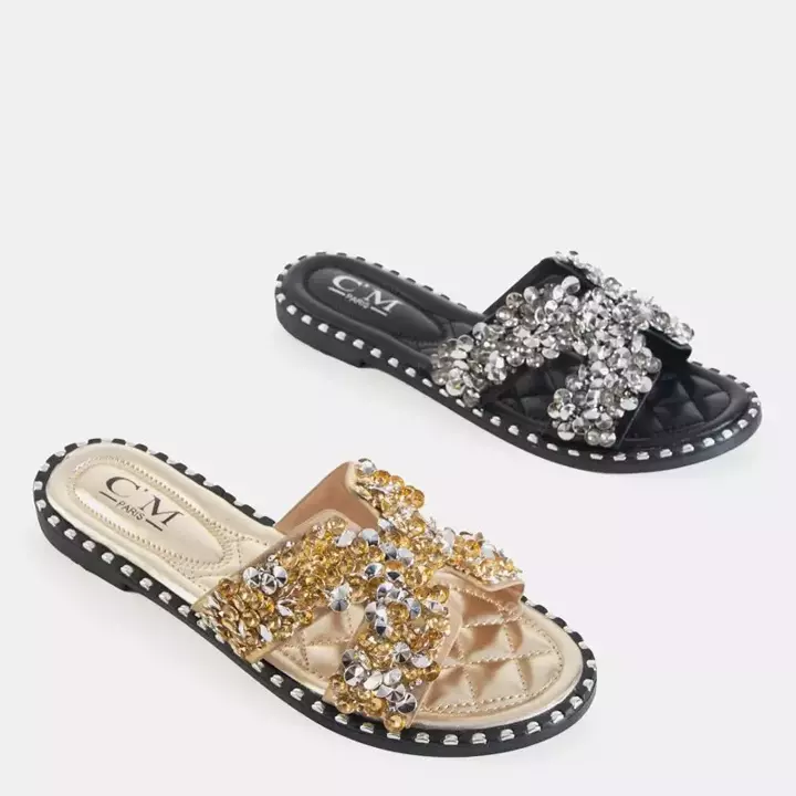 OUTLET Zlaté dámské sandály s dekoracemi Dakar - Obuv