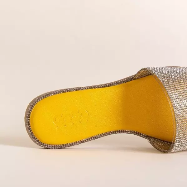 OUTLET Žluté dámské pantofle se zirkony Verina - obuv