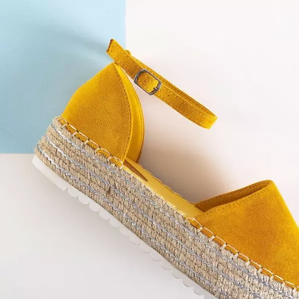 OUTLET Žluté dámské sandály a'la espadrilky na platformě Indira - Boty