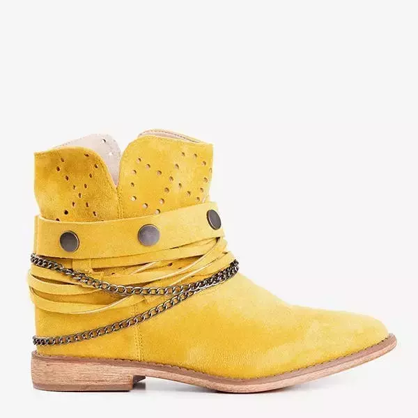 OUTLET Žluté kozačky a'la kovbojské boty na sálovém klínu Salemi - Boty