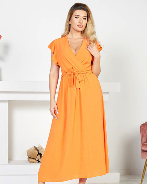 Oranžové dámské maxi šaty - Oblečení