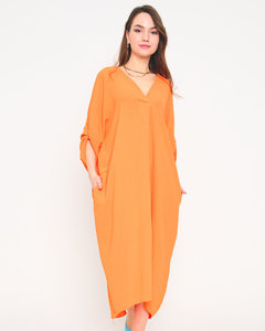 Oranžové dámské oversize midi šaty - Oblečení