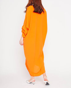 Oranžové dámské oversize šaty s volány - Oblečení