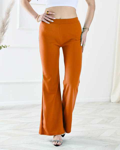 Oranžové dámské široké kalhoty do zvonu - Oblečení