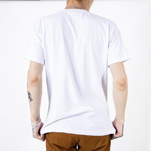Pánské bílé bavlněné tričko s barevným potiskem - Oblečení
