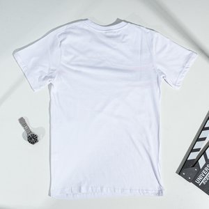 Pánské bílé bavlněné tričko s potiskem - Oblečení