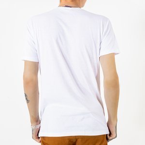 Pánské bílé bavlněné tričko s potiskem - Oblečení