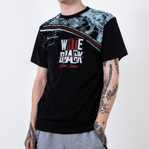 Pánské černé bavlněné tričko s nápisem - Oblečení
