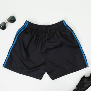 Pánské černé sportovní kraťasy s kobaltovými vložkami - Oblečení