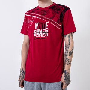Pánské červené bavlněné tričko s nápisem - Oblečení