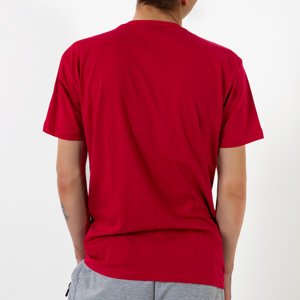 Pánské červené bavlněné tričko s potiskem - Oblečení