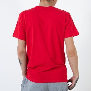 Pánské červené bavlněné tričko s potiskem - Oblečení