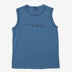 Pánské modré bavlněné tričko bez rukávů - oblečení