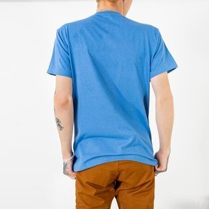 Pánské modré bavlněné tričko s potiskem - oblečení