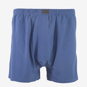 Pánské modré pruhované bavlněné boxerky PLUS SIZE - Spodní prádlo