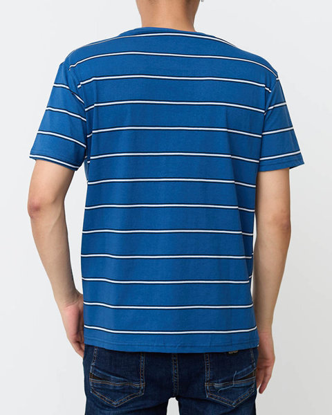 Pánské pruhované tričko z kobaltové bavlny - Oblečení