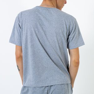 Pánské šedé bavlněné tričko s potiskem - Oblečení