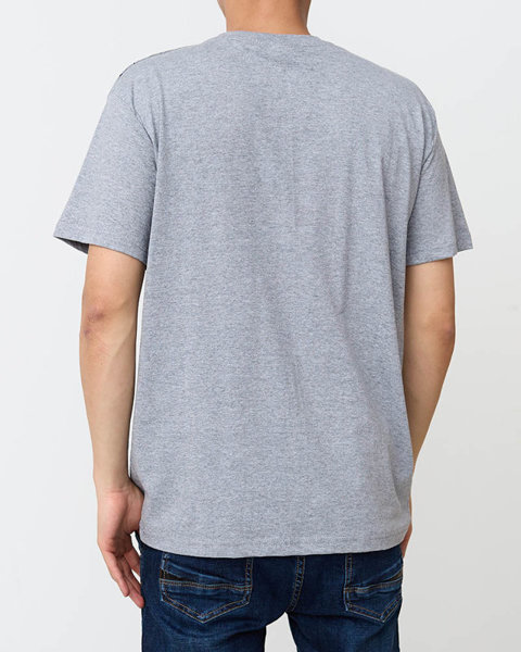 Pánské šedé tričko s potiskem - Oblečení
