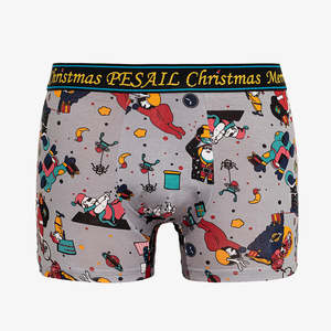 Pánské šedé vánoční boxerky - Spodní prádlo