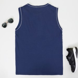 Pánské tmavě modré bavlněné tričko bez rukávů - oblečení