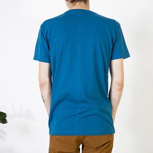 Pánské tmavě modré bavlněné tričko s nápisem - Oblečení