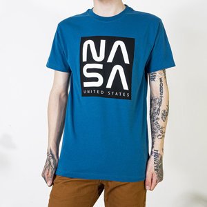 Pánské tmavě modré bavlněné tričko s nápisem - Oblečení