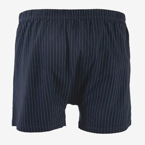 Pánské tmavě modré pruhované bavlněné boxerky PLUS SIZE - Spodní prádlo