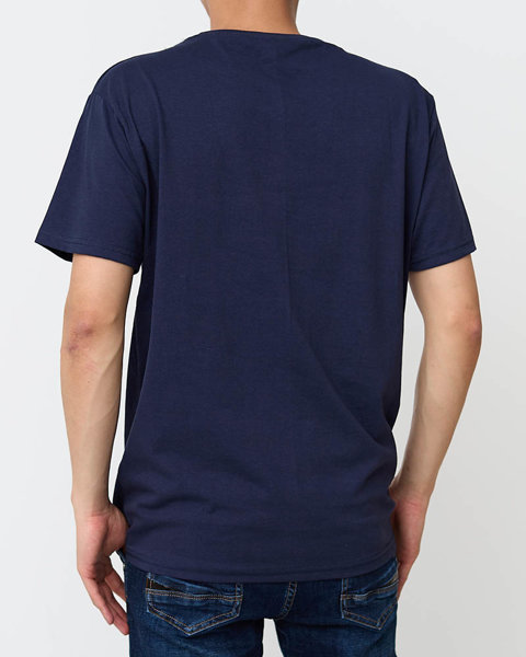 Pánské tmavě modré tričko s potiskem - Oblečení
