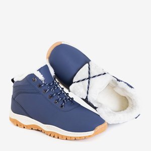 Pánské tmavě modré zateplené trekingové boty s bílou kožešinou Radomirio - obuv