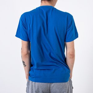 Pánské tričko z kobaltové bavlny s nápisem - Oblečení