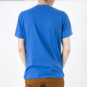 Pánské tričko z kobaltové bavlny s potiskem - Oblečení