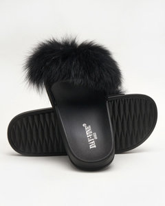 Pantofle s kožíškem v černé barvě Nate - Obuv