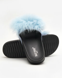 Pantofle s kožíškem v modré barvě Nate - Obuv