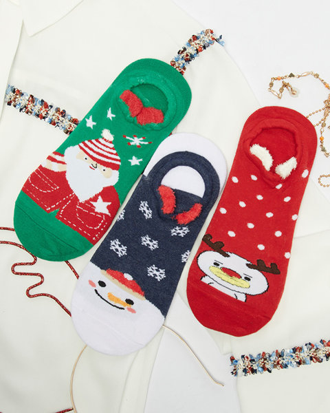 Pestrobarevné dámské ponožky s vánočním potiskem 3/bal - Spodní prádlo