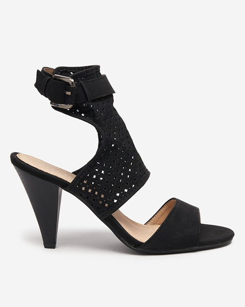 Prolamované dámské sandály na sloupku v černé barvě Resov-Buty