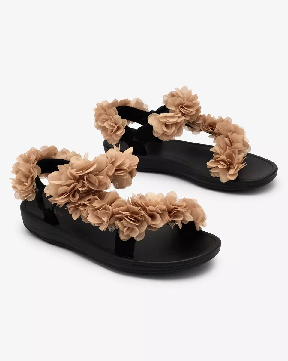 Royalfashion Béžové dámské sandály s květy Alferroy