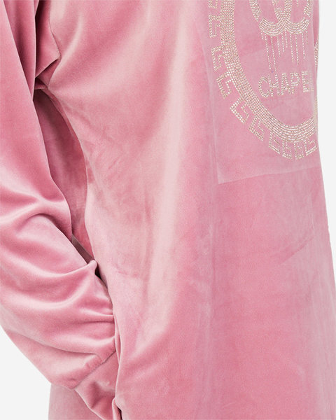 Růžová dlouhá dámská tunika s kubickými zirkony - Oblečení