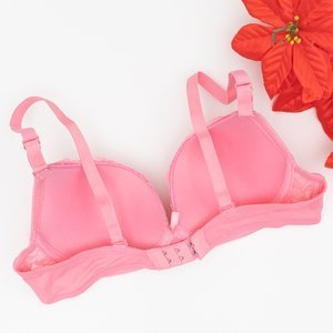 Růžová polstrovaná podprsenka s krajkou - Spodní prádlo