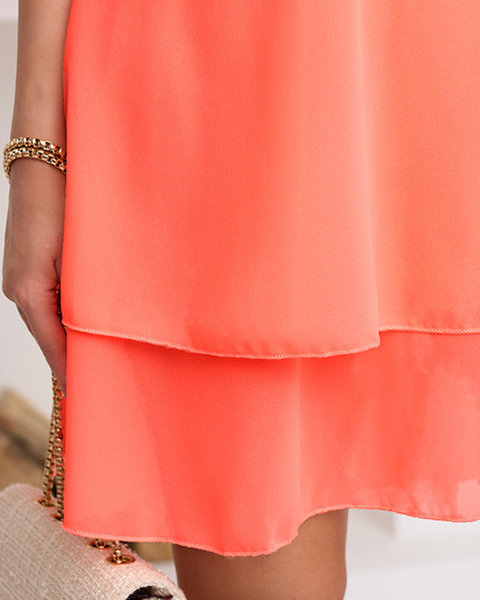 Růžové a oranžové dámské rozevláté minišaty - Oblečení