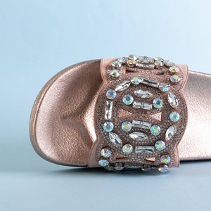 Růžové a zlaté gumové pantofle s ornamenty Masandra - obuv