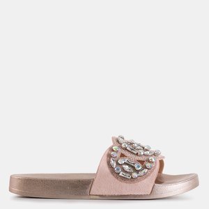 Růžové a zlaté gumové pantofle s ornamenty Masandra - obuv